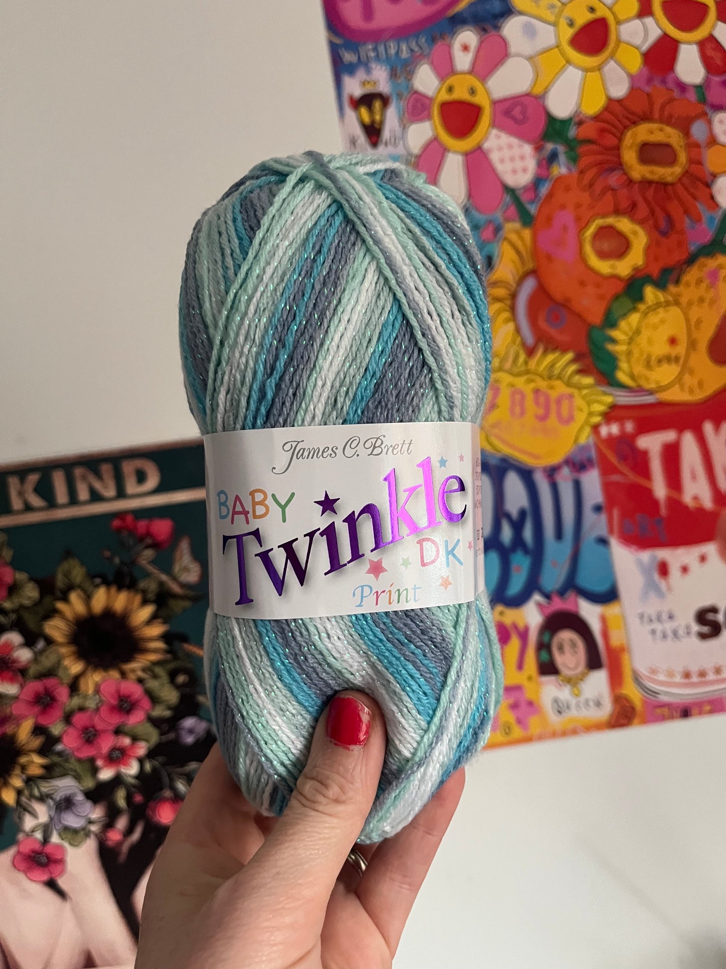 Baby Twinkle DK Prints James C Brett glitter yarn crochet / knitting