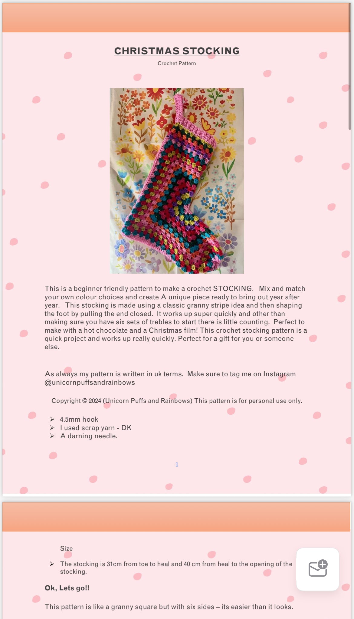 Christmas Stocking Pattern UK Terms