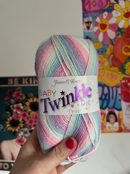 Baby Twinkle DK Prints James C Brett glitter yarn  crochet / knitting