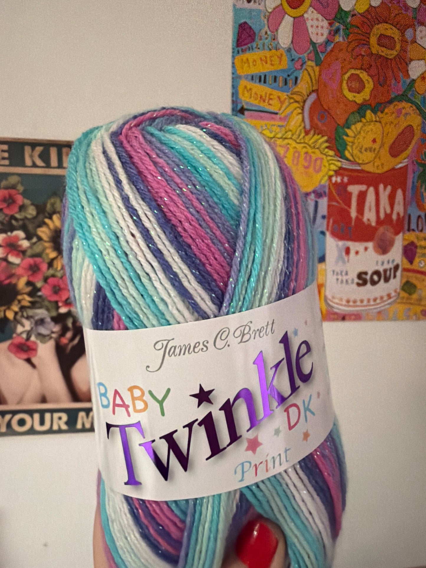 Baby Twinkle DK Prints James C Brett glitter yarn  crochet / knitting